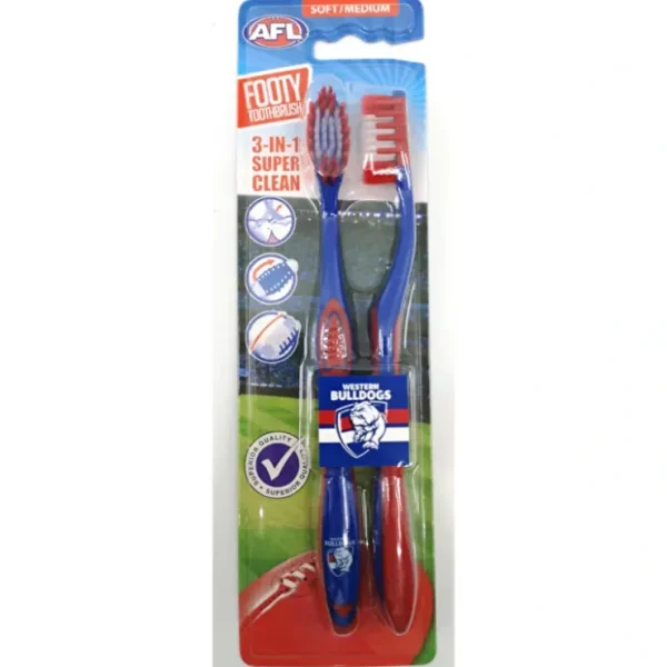 Shop All*Afl Toothbrush Western Bulldogs 2 Pack - GlowEssence Care - Embrace the Essence of Radiance with Premium Skincare Solutions