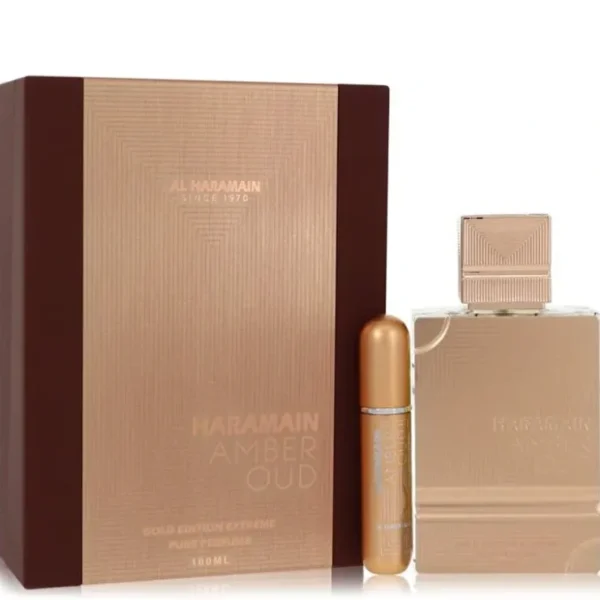 Shop All*Al Haramain Al Haramain Amber Oud Gold Edition Extreme Gift Set 3.4 Pure Perfume Spray + 0.34 oz Refillable Spray 100ml/3.4oz - GlowEssence Care - Embrace the Essence of Radiance with Premium Skincare Solutions