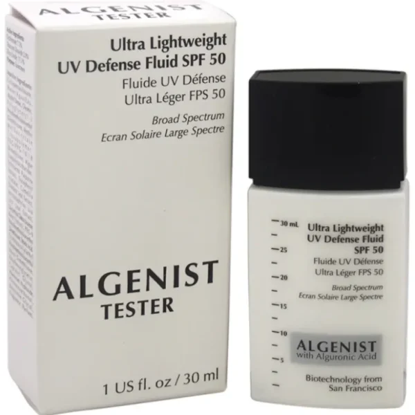 Shop All*Algenist Ultra Lightweight UV Defense Fluid SPF 50 by Algenist for Women - 1 oz Fluid (Tester) - GlowEssence Care - Embrace the Essence of Radiance with Premium Skincare Solutions