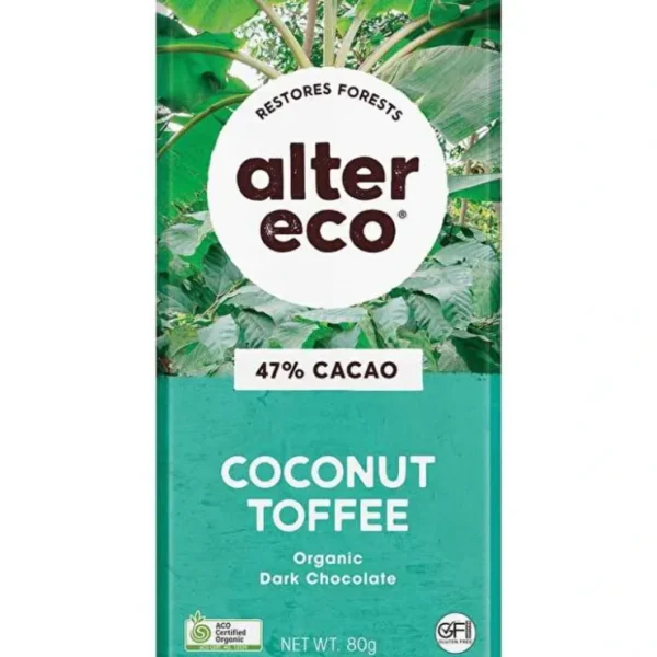Shop All*Alter Eco Chocolate Organic Dark Coconut Toffee 12x80g - GlowEssence Care - Embrace the Essence of Radiance with Premium Skincare Solutions