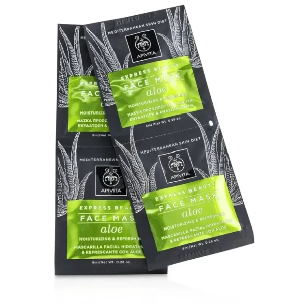 Beauty*Apivita Express Beauty Face Mask with Aloe (Moisturizing & Refreshing) - Unboxed 6x(2x8ml) - GlowEssence Care - Embrace the Essence of Radiance with Premium Skincare Solutions