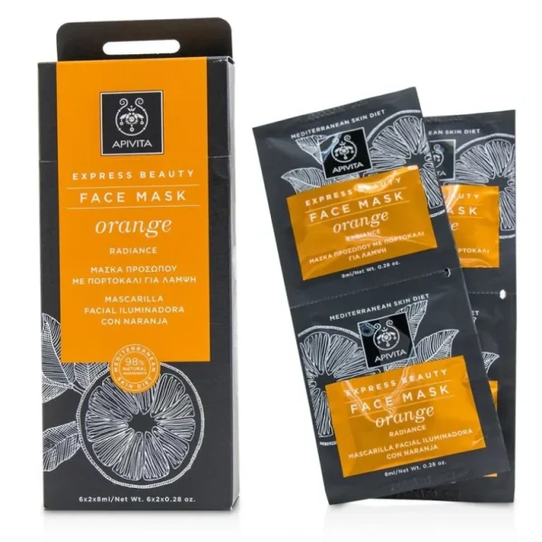 Fashion Apivita Express Beauty Face Mask with Orange (Radiance) 6x(2x8ml) - GlowEssence Care - Embrace the Essence of Radiance with Premium Skincare Solutions