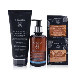 Beauty*Apivita Is It Clear? Cleansing & Soothing Set: Cleansing Jelly 150ml+ Tonic Lotion 200ml+ Face Scrub with Apricot 2x8ml 3pcs - GlowEssence Care - Embrace the Essence of Radiance with Premium Skincare Solutions