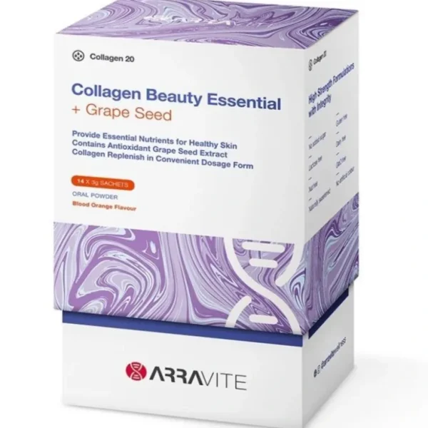Beauty*ARRAVITE Collagen Beauty Essential + Grape Seed | Blood Orange 14 x 3g - GlowEssence Care - Embrace the Essence of Radiance with Premium Skincare Solutions