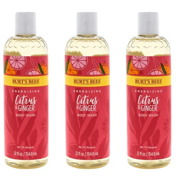 Wash*Burt's Bees Energizing Citrus and Ginger Body Wash by Burts Bees for Women - 12 oz Body Wash - Pack of 3 - GlowEssence Care - Embrace the Essence of Radiance with Premium Skincare Solutions