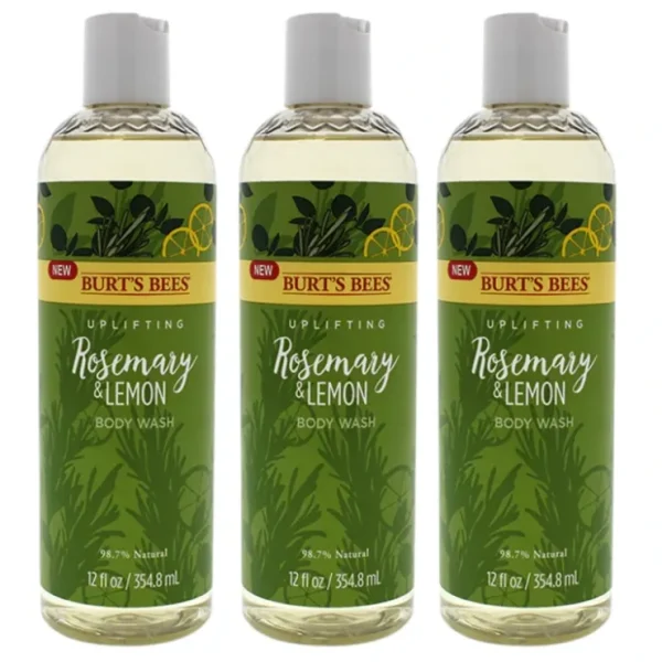 Wash*Burt's Bees Rosemary and Lemon Body Wash by Burts Bees for Unisex - 12 oz Body Wash - Pack of 3 - GlowEssence Care - Embrace the Essence of Radiance with Premium Skincare Solutions