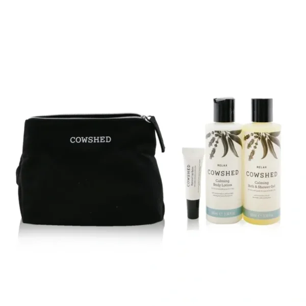Lip-care*Cowshed Relax Calming Essentials Set: Natural Lip Balm 5ml+ Bath & Shower Gel 100ml+ Body Lotion 100ml+ Bag 3pcs+1bag - GlowEssence Care - Embrace the Essence of Radiance with Premium Skincare Solutions