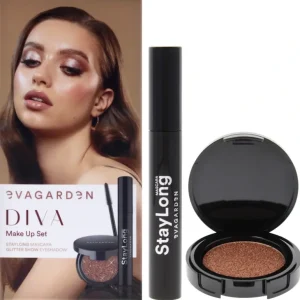 Store Diva Make Up Set by Evagarden for Women - 2 Pc 0.28 oz Staylong Mascara - 23, 0.08 oz Glitter Show Eye Shadow - 251 Think Pink - GlowEssence Care - Embrace the Essence of Radiance with Premium Skincare Solutions