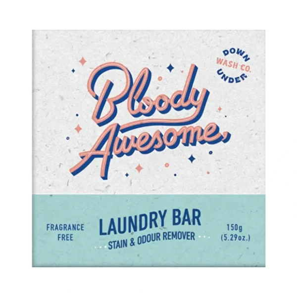 Wash*Downunder Wash Co . (Bloody Awesome) Laundry Bar Stain & Odour Remover Fragrance Free 150g - GlowEssence Care - Embrace the Essence of Radiance with Premium Skincare Solutions