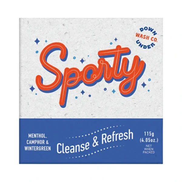 Wash*Downunder Wash Co . Sporty Cleanse & Refresh Menthol Camphor & Wintergreen 115g - GlowEssence Care - Embrace the Essence of Radiance with Premium Skincare Solutions