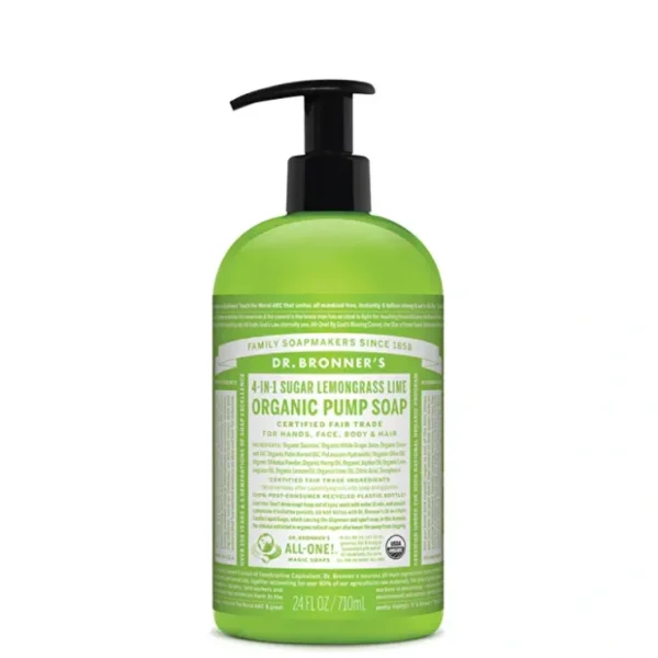 Wash*Dr. Bronner's Organic Sugar Soap 4-in-1 Lemongrass Lime (Pump) 710ml - GlowEssence Care - Embrace the Essence of Radiance with Premium Skincare Solutions