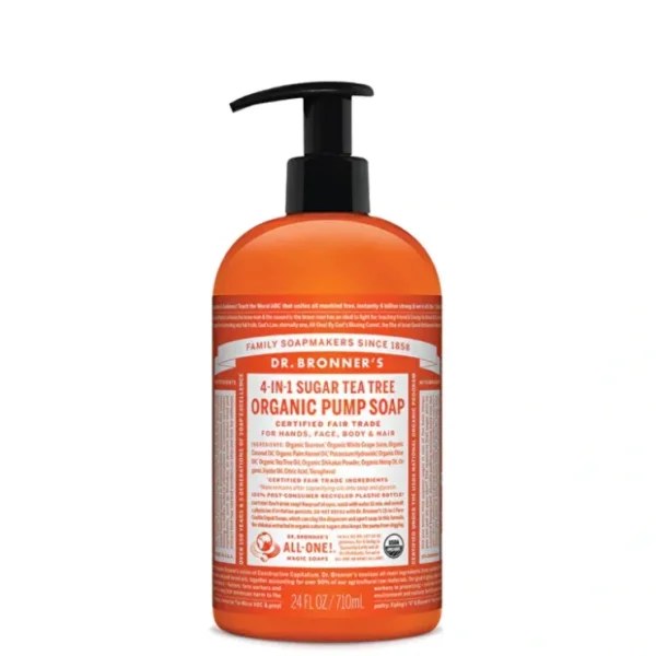 Wash*Dr. Bronner's Organic Sugar Soap 4-in-1 Tea Tree (Pump) 710ml - GlowEssence Care - Embrace the Essence of Radiance with Premium Skincare Solutions