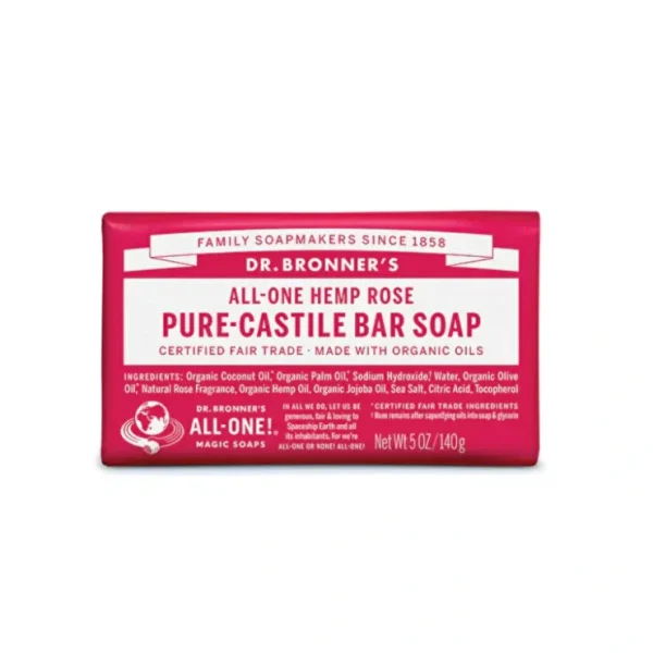 Wash*Dr. Bronner's Pure-Castile Bar Soap (Hemp All-One) Rose 140g - GlowEssence Care - Embrace the Essence of Radiance with Premium Skincare Solutions