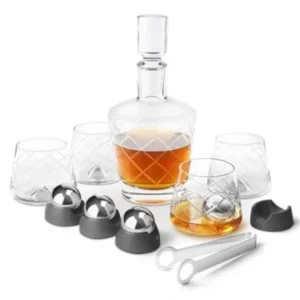 Wash*Final Touch On The Rock Lead-Free Crystal Whiskey Decanter Set (4 S/S Chilling Balls & 4 Glass Included) Fixed Size - GlowEssence Care - Embrace the Essence of Radiance with Premium Skincare Solutions
