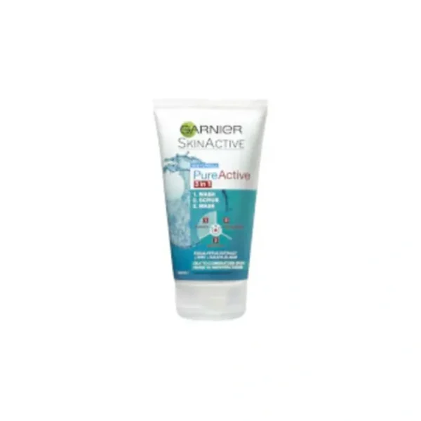 Wash*Garnier SkinActive PureActive 3-in-1 Wash, Scrub and Mask 150ml - GlowEssence Care - Embrace the Essence of Radiance with Premium Skincare Solutions
