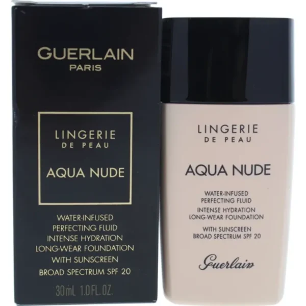 Complexion-care<Guerlain Lingerie de Peau Aqua Nude Foundation SPF 20 - 00N Porcelain by Guerlain for Women - 1 oz Foundation - GlowEssence Care - Embrace the Essence of Radiance with Premium Skincare Solutions