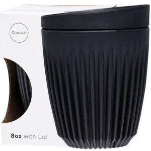 Wash<Huskee Reusable Coffee Cup Charcoal 236ml - GlowEssence Care - Embrace the Essence of Radiance with Premium Skincare Solutions