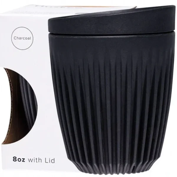 Wash<Huskee Reusable Coffee Cup Charcoal 236ml - GlowEssence Care - Embrace the Essence of Radiance with Premium Skincare Solutions
