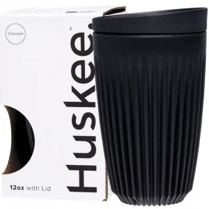 Wash<Huskee Reusable Coffee Cup Charcoal 354ml - GlowEssence Care - Embrace the Essence of Radiance with Premium Skincare Solutions