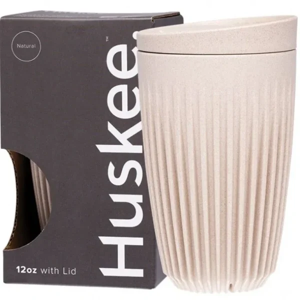 Wash<Huskee Reusable Coffee Cup Natural 354ml - GlowEssence Care - Embrace the Essence of Radiance with Premium Skincare Solutions