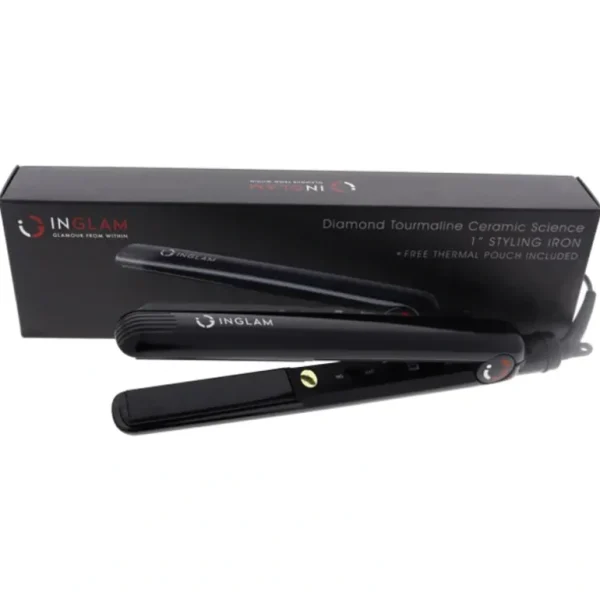 Lip-care<Inglam Diamond Ceramic Tourmaline Flat Iron - HSA061CB Black by Inglam for Unisex - 1 Inch Flat Iron - GlowEssence Care - Embrace the Essence of Radiance with Premium Skincare Solutions