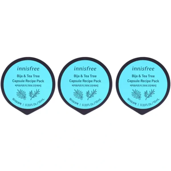 Wash<Innisfree Capsule Recipe Pack with Bija and Tea Tree Mask by Innisfree for Unisex - 0.33 oz Mask - Pack of 3 - GlowEssence Care - Embrace the Essence of Radiance with Premium Skincare Solutions
