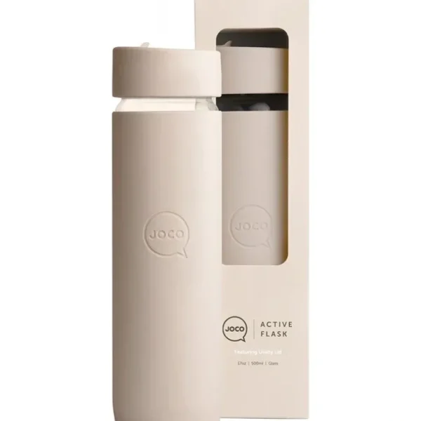 Wash<Joco Reusable Glass Active Flask Sandstone 500ml - GlowEssence Care - Embrace the Essence of Radiance with Premium Skincare Solutions
