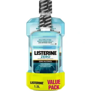 Wash<Listerine Mouthwash Zero 1L + 500ml - GlowEssence Care - Embrace the Essence of Radiance with Premium Skincare Solutions