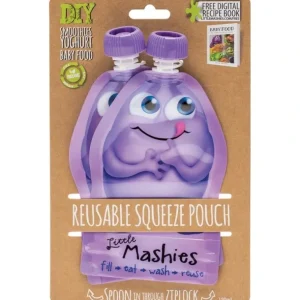 Clearance Little Mashies Reusable Squeeze Pouch Purple 2 X 130ml - GlowEssence Care - Embrace the Essence of Radiance with Premium Skincare Solutions