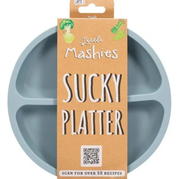 Wash<Little Mashies Silicone Sucky Platter Plate Dusty Blue - GlowEssence Care - Embrace the Essence of Radiance with Premium Skincare Solutions