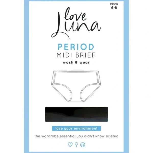 Wash<Love Luna Period Midi Brief Size 6-8 - GlowEssence Care - Embrace the Essence of Radiance with Premium Skincare Solutions