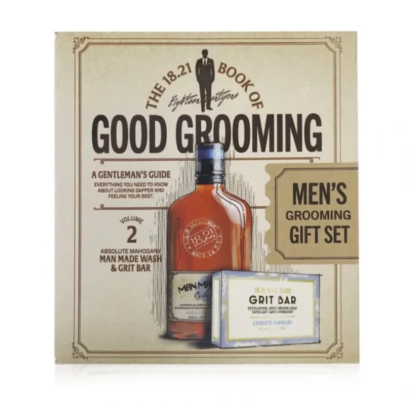 Flash Sale 18.21 Man Made Book of Good Grooming Gift Set Volume 2: Absolute Mahogany (Wash 532ml + Grit Bar 198g) 2pcs - GlowEssence Care - Embrace the Essence of Radiance with Premium Skincare Solutions