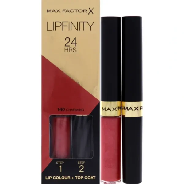 Lip-care<Max Factor Lipfinity Lipstick - 140 Charming by Max Factor for Women - 0.14 oz Lipstick - GlowEssence Care - Embrace the Essence of Radiance with Premium Skincare Solutions