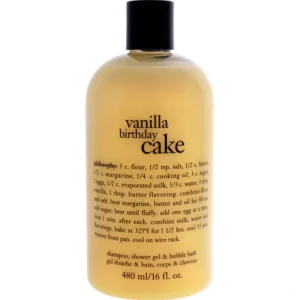 Wash*Philosophy Vanilla Birthday Cake by Philosophy for Unisex - 16 oz Shampoo, Shower Gel and Bubble Bath - GlowEssence Care - Embrace the Essence of Radiance with Premium Skincare Solutions