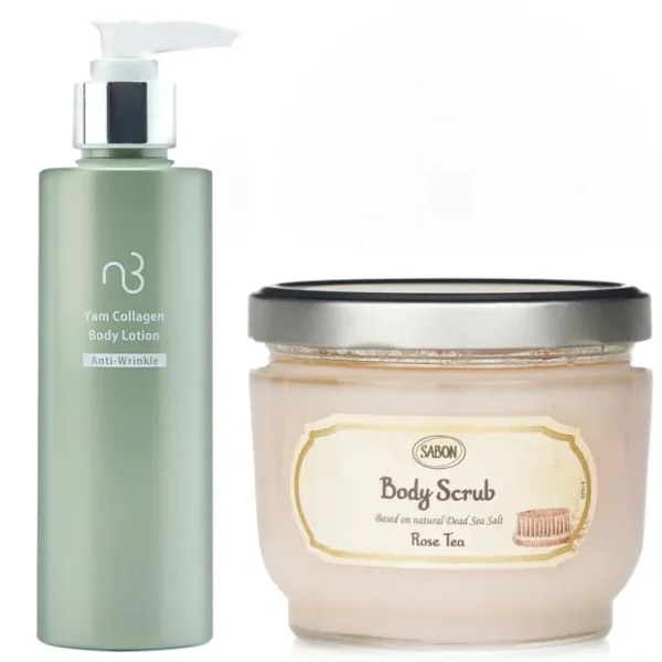 Beauty*Sabon Sabon Body Scrub - Rose Tea X Natural Beauty Yam Collagen Body Lotion 2pcs - GlowEssence Care - Embrace the Essence of Radiance with Premium Skincare Solutions