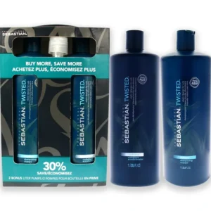 Wash*Sebastian Twisted Elastic Duo by Sebastian for Unisex - 2 x 33.8 oz Shampoo, Conditioner - GlowEssence Care - Embrace the Essence of Radiance with Premium Skincare Solutions