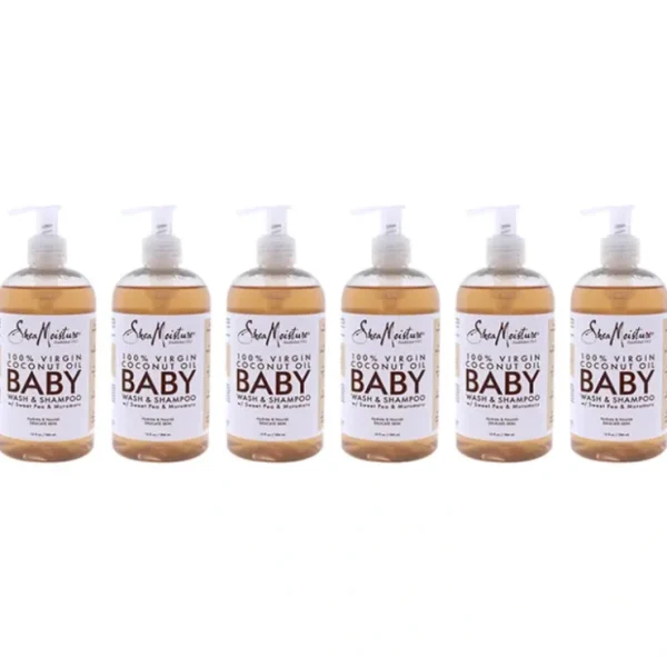 Wash*Shea Moisture 100 Percent Virgin Coconut Oil Baby Wash and Shampoo by Shea Moisture for Kids - 13 oz Body Wash - Pack of 6 - GlowEssence Care - Embrace the Essence of Radiance with Premium Skincare Solutions