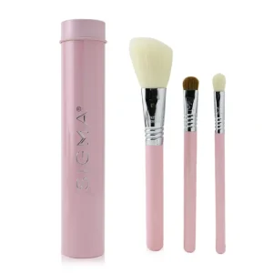 New Sigma Beauty Essential Trio Brush Set - # Pink 3pcs+1 Tin - GlowEssence Care - Embrace the Essence of Radiance with Premium Skincare Solutions