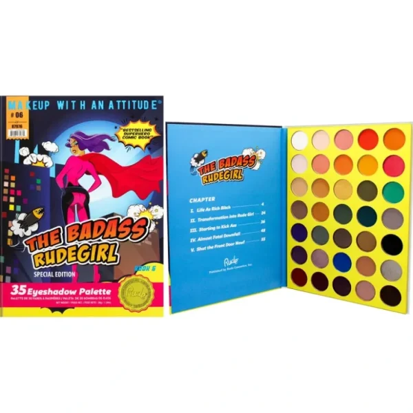 Eye-makeup*The Badass Rudegirl 35 Eyeshadow Palette - Book 6 by Rude Cosmetics for Women - 1.34 oz Eye Shadow - GlowEssence Care - Embrace the Essence of Radiance with Premium Skincare Solutions