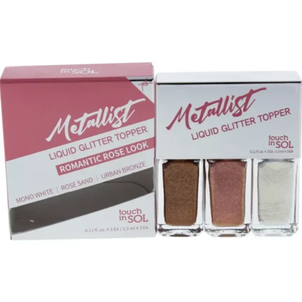Eye-makeup*Touch In Sol Metallist Liquid Glitter Topper Trio - 01 Romantic Rose Look by Touch In Sol for Women - 3 x 0.11 oz Eyeshadow - GlowEssence Care - Embrace the Essence of Radiance with Premium Skincare Solutions
