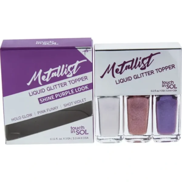 Eye-makeup*Touch In Sol Metallist Liquid Glitter Topper Trio - 03 Shine Purple Look by Touch In Sol for Women - 3 x 0.11 oz Eyeshadow - GlowEssence Care - Embrace the Essence of Radiance with Premium Skincare Solutions