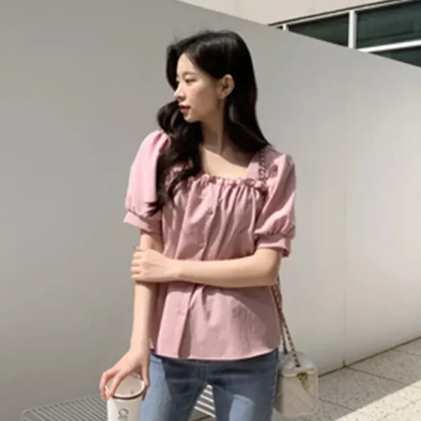 Wash*Trendywhere Square Neck Puff Sleeve Blouse Free (XS-M) - GlowEssence Care - Embrace the Essence of Radiance with Premium Skincare Solutions
