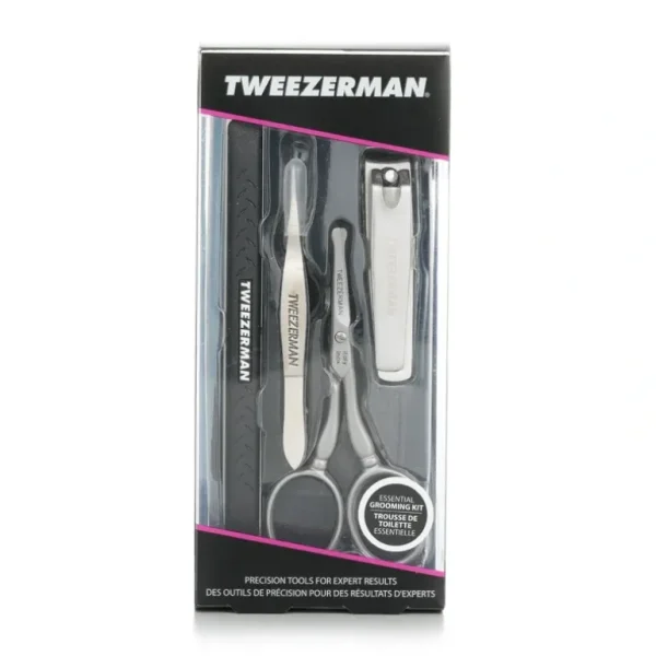 Online Tweezerman Essential Grooming Kit: Fingernail Clipper + Facial Hair Scissors + Nail Cleaner + Splinter Removal 4pcs - GlowEssence Care - Embrace the Essence of Radiance with Premium Skincare Solutions