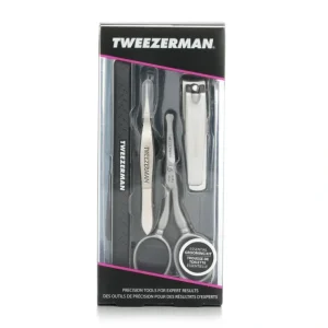 Lip-care*Tweezerman Essential Grooming Kit: Fingernail Clipper + Facial Hair Scissors + Nail Cleaner + Splinter Removal 4pcs - GlowEssence Care - Embrace the Essence of Radiance with Premium Skincare Solutions