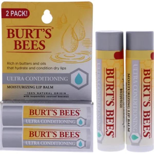 New Ultra Conditioning Lip Balm Twin Pack by Burts Bees for Unisex - 2 x 0.15 oz Lip Balm - GlowEssence Care - Embrace the Essence of Radiance with Premium Skincare Solutions