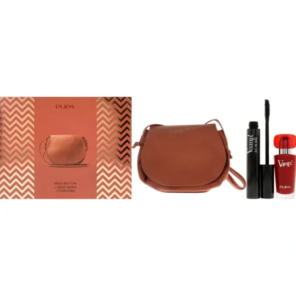 Lip-care*Vamp! All In One and Vamp Lipstick Kit by Pupa Milano for Women - 3 Pc 0.30oz 011 Sexy Black, 0.123oz 301 Intense Red, Postina Bag - GlowEssence Care - Embrace the Essence of Radiance with Premium Skincare Solutions