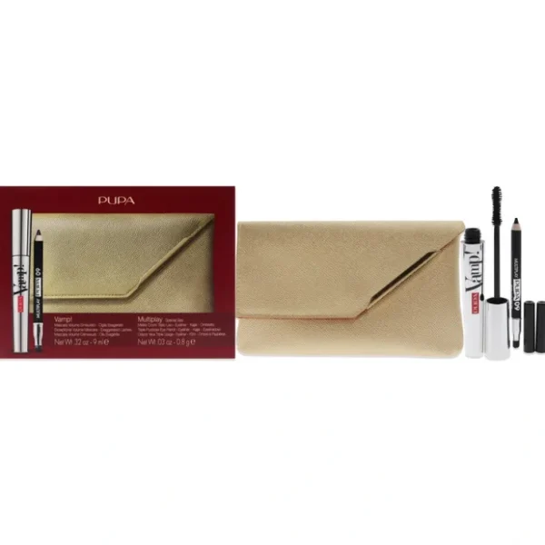 Eye-makeup*Vamp! and Multiply Set by Pupa Milano for Women - 3 Pc 0.32oz Vamp! Mascara - 100 Black, 0.03oz Multiplay Eye Pencil - 09 Black, Wallet - GlowEssence Care - Embrace the Essence of Radiance with Premium Skincare Solutions