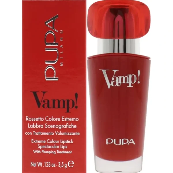 Clearance Vamp! Extreme Colour Lipstick with Plumping Treatment - 301 Intense Red by Pupa Milano for Women - 0.123 oz Lipstick - GlowEssence Care - Embrace the Essence of Radiance with Premium Skincare Solutions