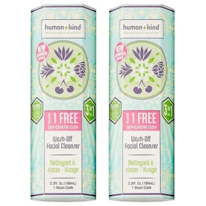 Discount Wash-Off Facial Cleanser - Pack of 2 by Human+Kind for Unisex - 3.38 oz Cleanser - GlowEssence Care - Embrace the Essence of Radiance with Premium Skincare Solutions