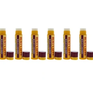 New Wild Cherry Moisturizing Lip Balm by Burts Bees for Unisex - 0.15 oz Lip Balm - Pack of 6 - GlowEssence Care - Embrace the Essence of Radiance with Premium Skincare Solutions